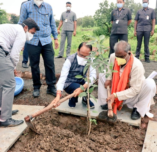 CM Shivraj planted Arjuna plant in Smart Park