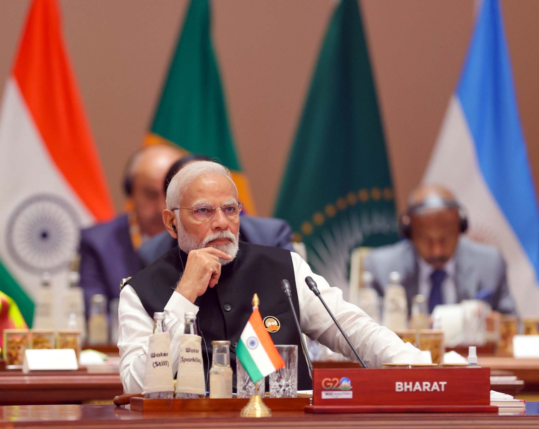 नई दिल्ली में 10 सितंबर 2023 को प्रगति मैदान में भारत मंडपम मे जी20 शिखर सम्मेलन को प्रधान मंत्री नरेन्द्र मोदी ने समापन समारोह को संबोधित करते हुए। हिन्दुस्थान समाचार/ फोटो गणेश बिष्ट