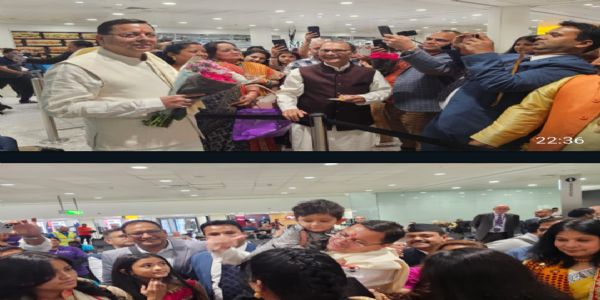मुख्यमंत्री पुष्कर सिंह धामी चार दिवसीय दौरे पर पहुंचे लंदन, प्रवासी भारतीयों ने किया स्वागत