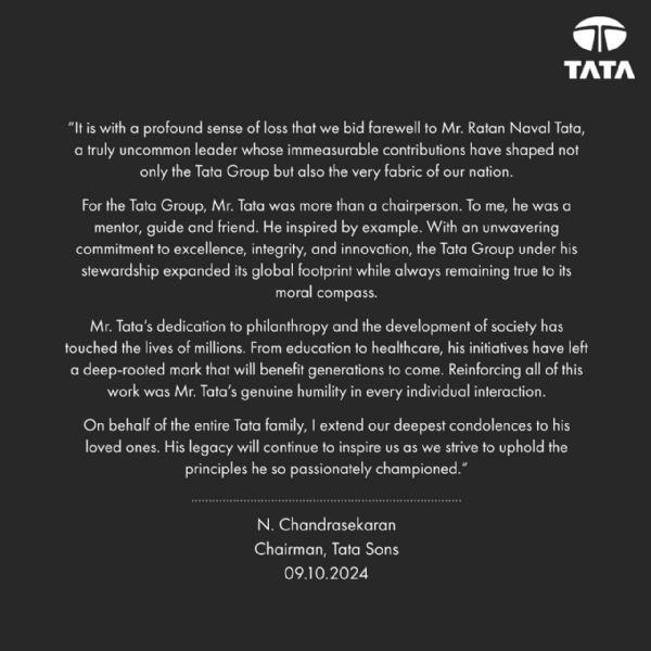 टाटा ग्रुप का अधिकृत बयान