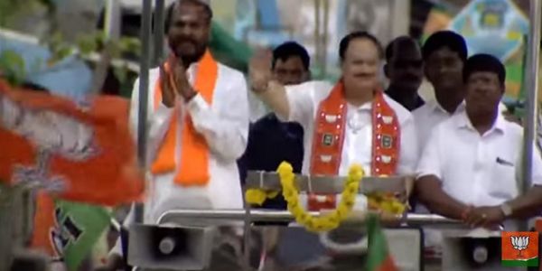 तमिलनाडु के तेनकाशी निर्वाचन क्षेत्र में भाजपा अध्यक्ष नड्डा का रोड शो