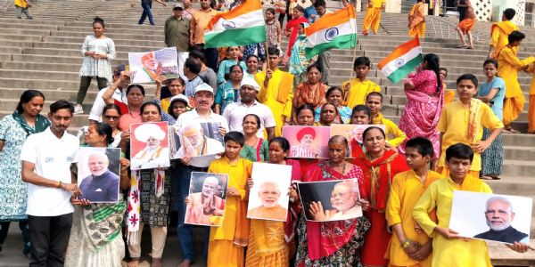 गंगा पूजन कर प्रधानमंत्री के रोड शो के लिए काशीवासियों को आमंत्रण