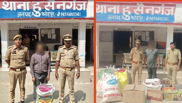 पुलिस गिरफ्त में 07 बोरी पटाखा के साथ 02 अभियुक्त