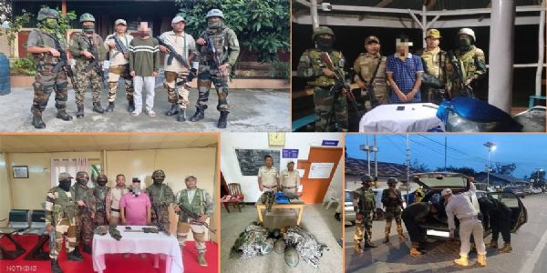 मणिपुर में तीन उग्रवादी गिरफ्तार, भारी मात्रा में हथियार व गोला-बारूद बरामद