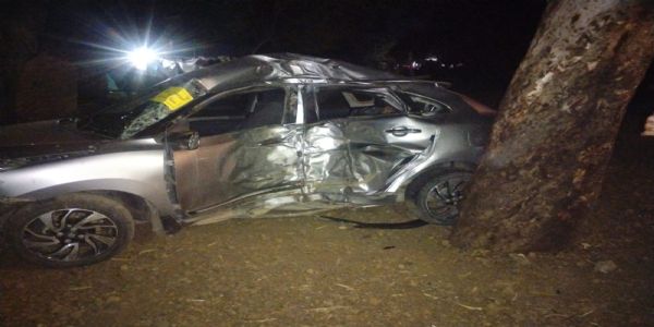 राजगढ़ः बलेनो कार पलटने से एक युवक की मौत चार घायल