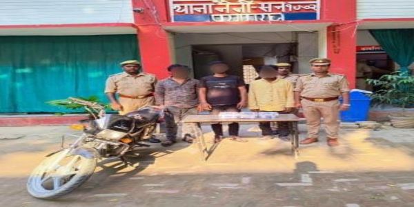 चोरी करने वाले गिरोह के तीन सदस्य गिरफ्तार, तीन लाख नगदी एवं जेवरात बरामद
