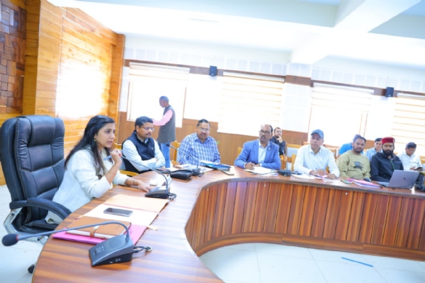 जिला सभागार में जिला योजना की बैठक लेती जिलाधिकारी