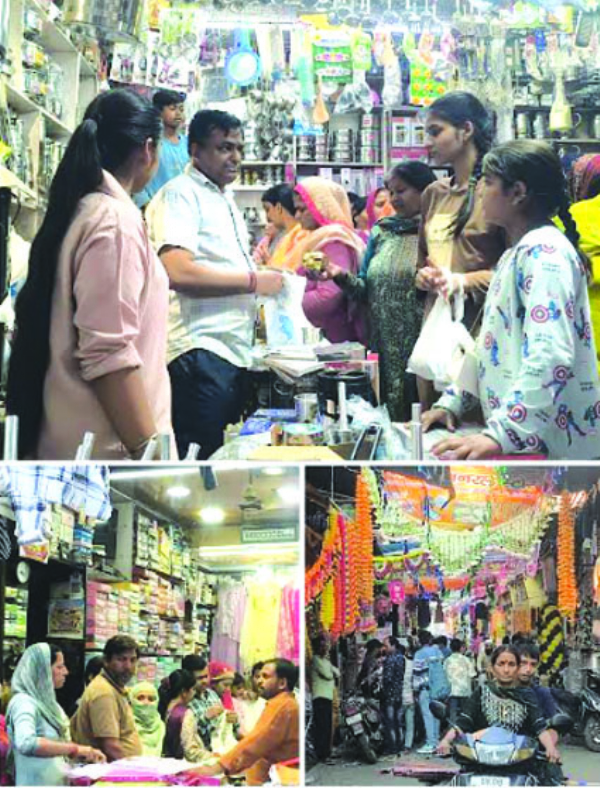 बाजारों में खरीददारी करते लोग