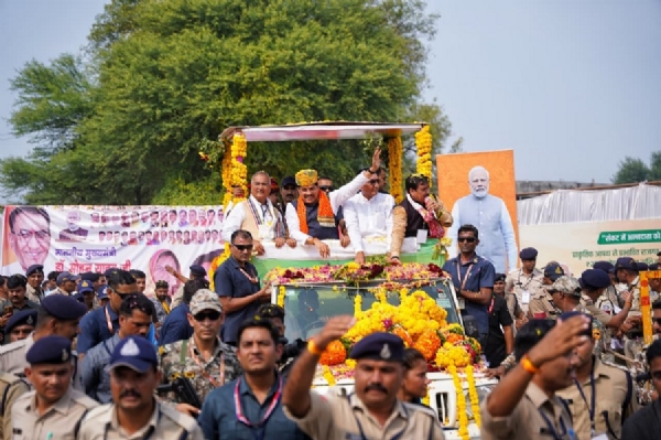 मुख्यमंत्री डॉ. मोहन यादव के राजगढ़ के ब्यावरा आगमन पर भव्य स्वागत