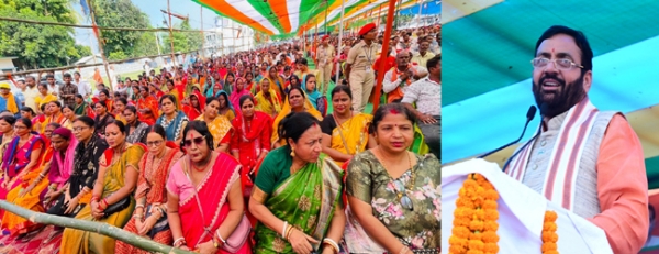हरियाणा के मुख्यमंत्री नायब सैनी बिहार के कटिहार में चुनावी जनसभा को संबोधित करते हुए