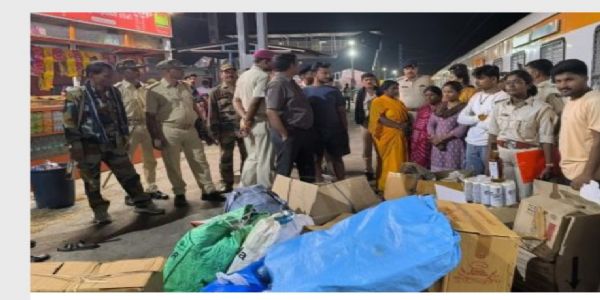 नालंदा जिले में राजगीर पैसेंजर मेमू ट्रेन से अबैध शराब बरामद तीन तस्कर गिरफतार
