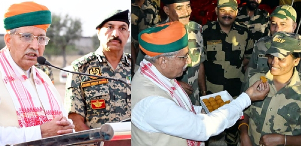 केंद्रीय कानून मंत्री अर्जुन राम ने बीएसएफ जवानों का मुंह करवाया मीठा