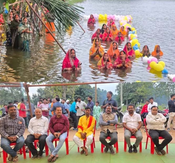 छठ महापर्व, विधायक व नपं अध्यक्ष हुए शामिल छठ महापर्व, विधायक व नपं अध्यक्ष हुए शामिल