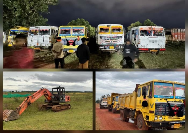 गौण खनिज रेत का उत्खनन करते 6 वाहनों पर प्रकरण दर्ज गौण खनिज रेत का उत्खनन करते 6 वाहनों पर प्रकरण दर्ज