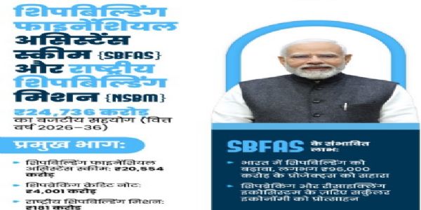 भारत में जहाज निर्माण को बढ़ावा देने के लिए केंद्र सरकार ने 24,736 करोड़ रुपये के पैकेज की घोषणा की