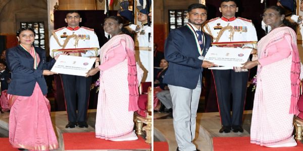 राष्ट्रपति ने मप्र के दो एनएसएस स्वयंसेवक आयुषी सिन्हा एवं सौमित दुबे को किया पुरस्कृत