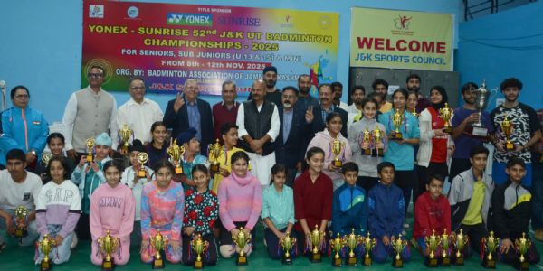 52वीं योनेक्स-सनराइज जेएंडके यूटी बैडमिंटन चैंपियनशिप का समापन, भव्य शर्मा ने पुरुष एकल खिताब जीता