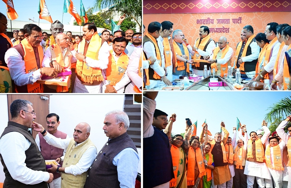 बिहार चुनाव में एनडीए को बढ़त पर मध्य प्रदेश में मना जश्न