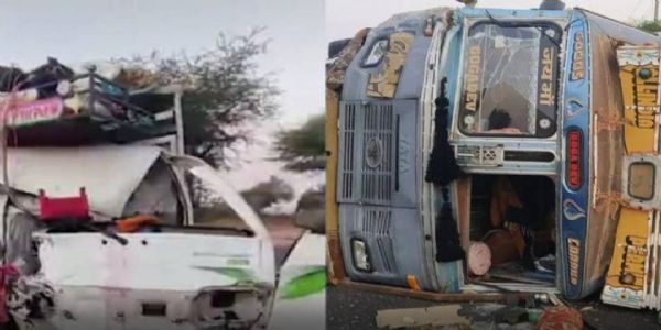 राजस्थान के जोधपुर में हाइवे पर हुए भीषण सड़क हादसे में गुजरात के 6 श्रद्धालुओं की मौत