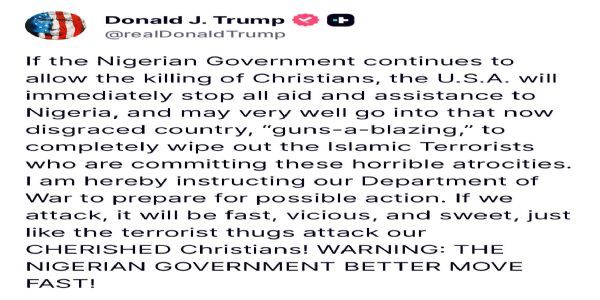 नाइजीरिया को ट्रंप की धमकी