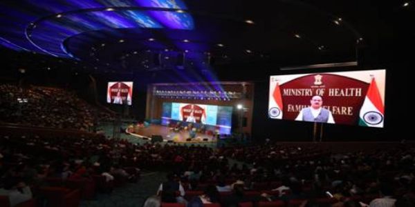 गुरुवार को भारत मंडपम कन्वेंशन हॉल में एक वीडियो संदेश के ज़रिये नेशनल वन हेल्थ मिशन असेंबली 2025 में जे पी नड्डा का वीडियो