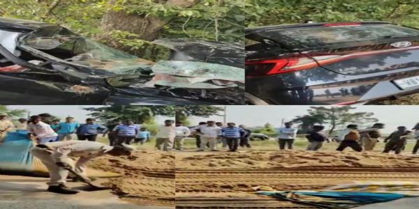 तेज रफ्तार प्राइवेट गाड़ी ने ट्रैक्टर को मारी टक्कर, दो घायल