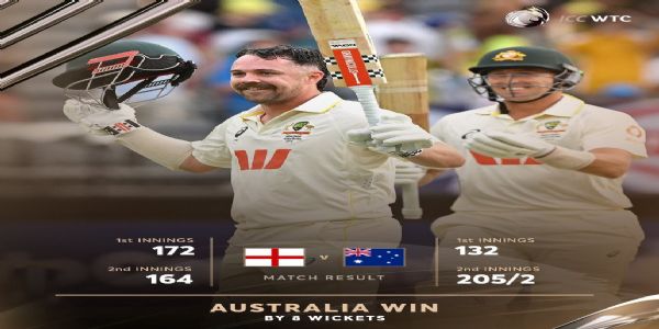 एशेज : ऑस्ट्रेलिया ने जीता पहला टेस्ट, हेड ने खेली 123 रन की तूफानी पारी