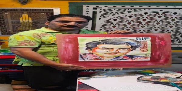 धर्मेन्द्र की पेटिंग बनाकर दी श्रद्धांजलि