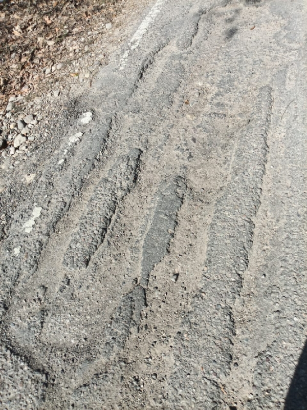 खस्ताहाल सड़क पर पड़े गड्ढे।