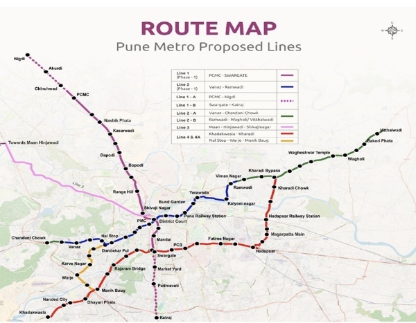 पुणे मेट्रो फेज 2 का नक्शा