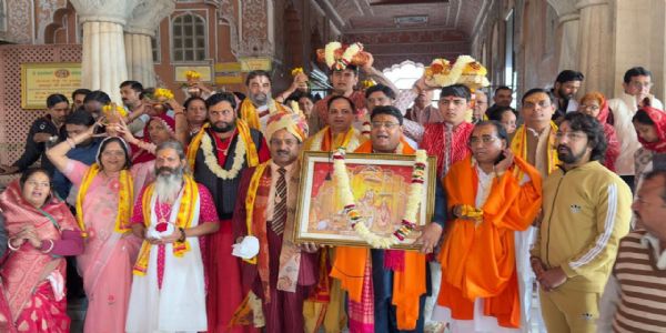 गोविंद देवजी मंदिर में पोथी पूजन कर श्रद्धालु रामेश्वरम रवाना