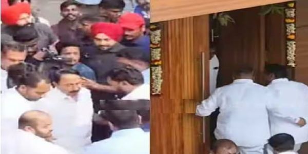 पनयूर स्थित टीवीके के कार्यालय में प्रवेश करते सेंगोट्टयन एवं अन्य