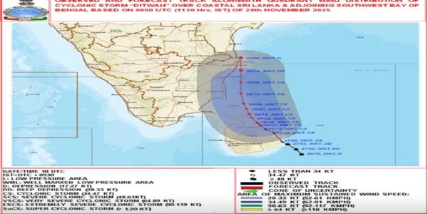 रविवार की सुबह उत्तरी तमिलनाडु, पुडुचेरी और दक्षिणी आंध्र के तटों से टकरा सकता है चक्रवाती तूफान 