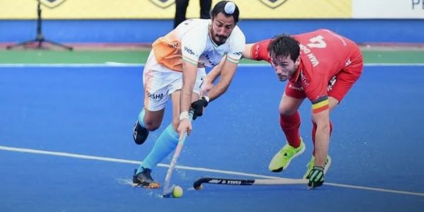 भारत और बेल्जियम के बीच मैच का दृश्य