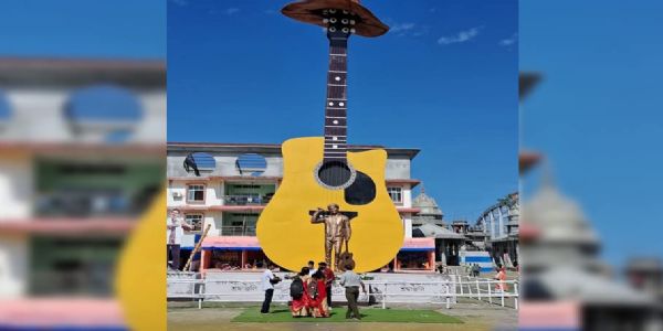 In special tribute to Zubeen Garg during Raas celebration by 52-foot-tall guitar structure. In special tribute to Zubeen Garg during Raas celebration by 52-foot-tall guitar structure.