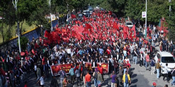 सर्वदलीय सरकार की मांग, नेपाल कम्युनिस्ट पार्टी का काठमांडू में प्रदर्शन