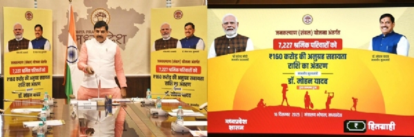 मुख्यमंत्री डॉ. मोहन यादव ने श्रमिक हितग्राहियों के बैंक खाते में अनुग्रह सहायता राशि अंतरित की मुख्यमंत्री डॉ. मोहन यादव ने श्रमिक हितग्राहियों के बैंक खाते में अनुग्रह सहायता राशि अंतरित की