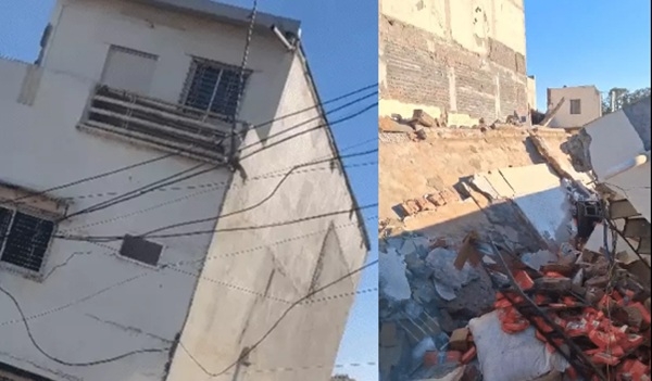 खंडवा में थोक मेडिकल स्टोर वाली दो मंजिला इमारत ढही खंडवा में थोक मेडिकल स्टोर वाली दो मंजिला इमारत ढही