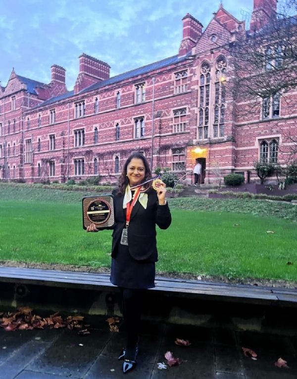 सम्मान लेने के बाद विजेता चौधरी। सम्मान लेने के बाद विजेता चौधरी।