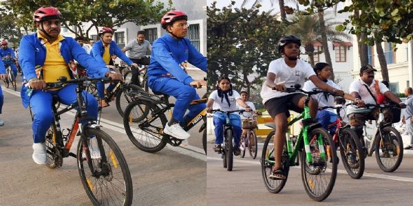 पुदुचेरी में फिट इंडिया साइक्लथॉन, केंद्रीय मंत्री मनसुख मांडवीया ने की सहभागिता