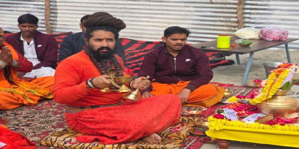 माघ मेला की तैयारी तेज, महंत बलबीर गिरी ने किया भूमिपूजन