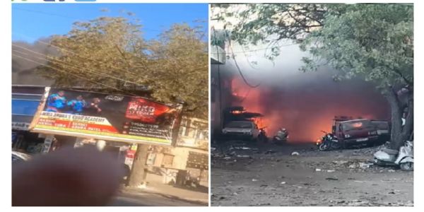 (अपडेट) कबाड़ गोदाम में भीषण आग : सुबह लगी आग दोपहर में जाकर काबू