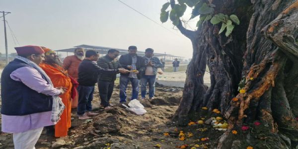 कालूसिद्ध मंदिर के पास से शिफ्ट किए गए पेड़ की विधि-विधान से प्राण प्रतिष्ठा
