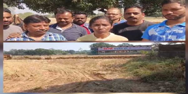 मुक्तिधाम की भूमि पर अतिक्रमण का आड़ावाल सरपंच सहित ग्राम वासियों ने किया विरोध