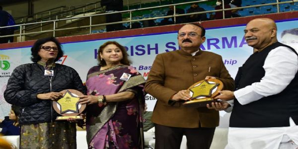 हरीश शर्मा 3x3 ऑल इंडिया बास्केटबॉल चैंपियनशिप के समापन समारोह में उपस्थित गणमान्य अतिथि