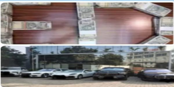 फोटो : ईडी द्वारा जब्त किए रुपये व कारें।