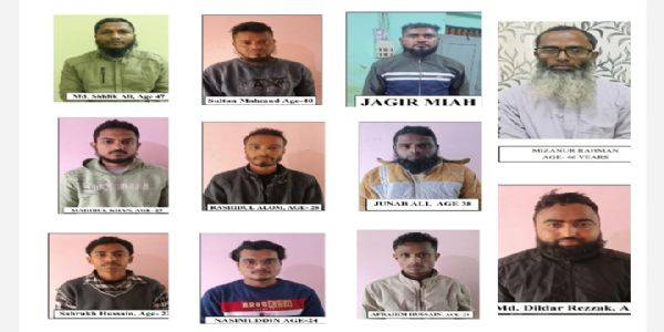 आईएमके आतंकी मॉड्यूल के असम–त्रिपुरा में 11 गिरफ्तार आतंकियों की तस्वीर।