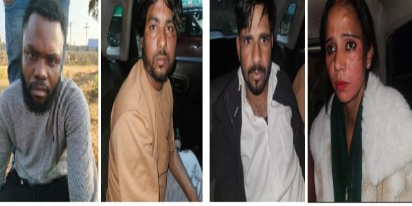 पन्द्रह लाख की ड्रग्स के साथ विदेशी नागरिक सहित पांच गिरफ्तार