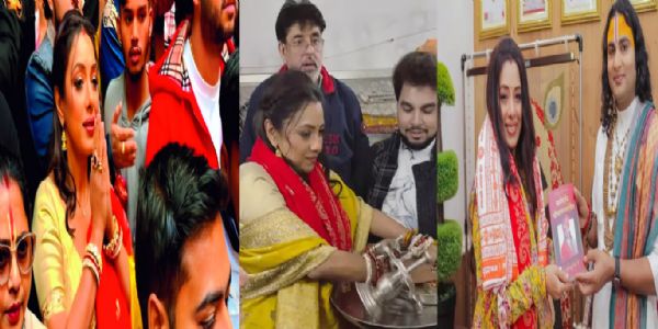 लोकप्रिय टीवी शो अनुपमा की अभिनेत्री रूपाली ने किए बांकेबिहारी के दर्शन, अनिरुद्धाचार्य से की मुलाकात