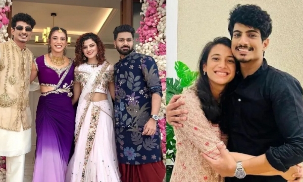 पलाश और स्मृति मंधाना (इंटरनेट से ली गई तस्वीर) पलाश और स्मृति मंधाना (इंटरनेट से ली गई तस्वीर)